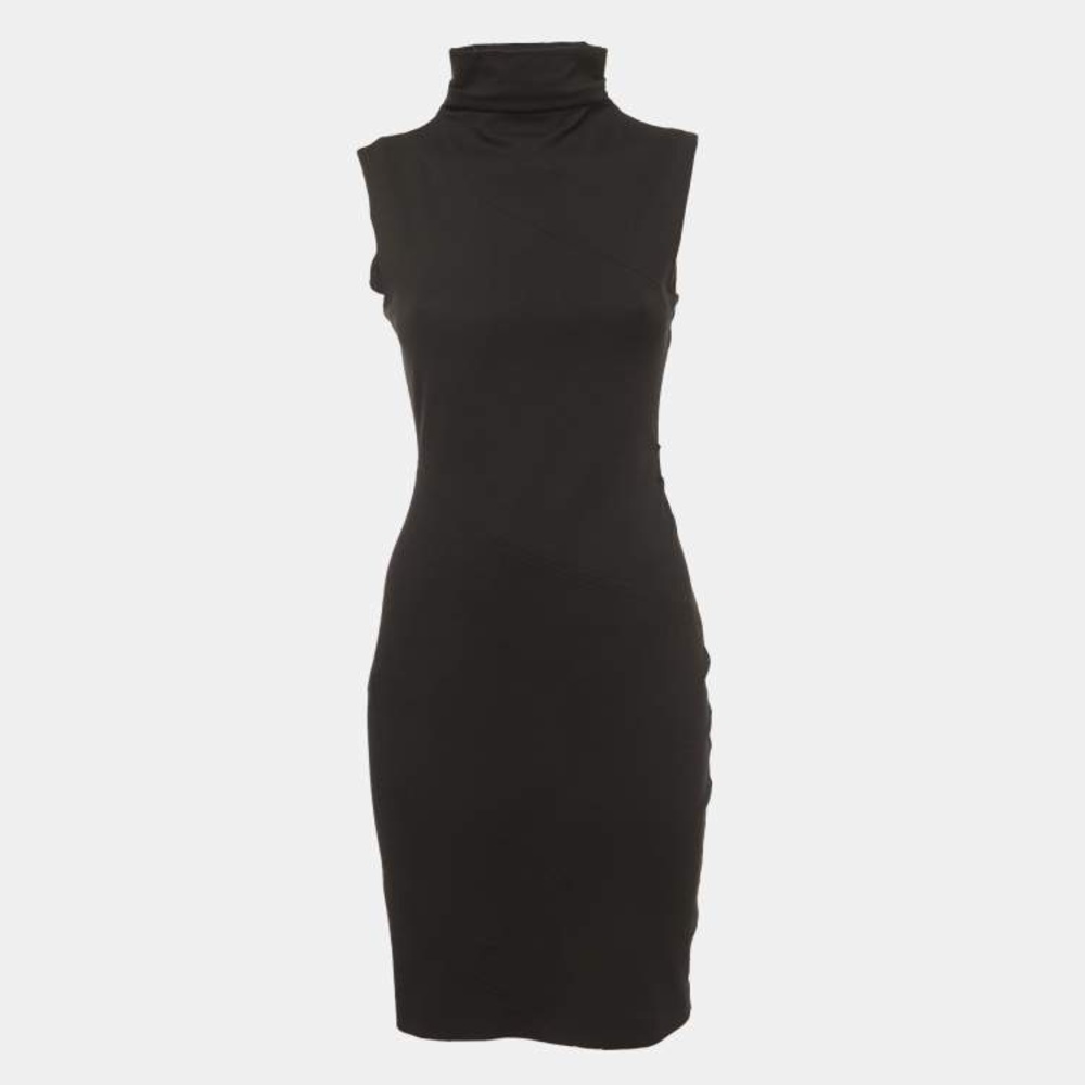Diane Von Furstenberg Black Knit Sleeveless Mock Neck Mini Dress Size 2
